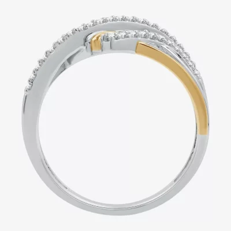 Womens 1/4 CT. T.W. Lab Grown White Diamond 14K Gold Over Silver Sterling Cocktail Ring