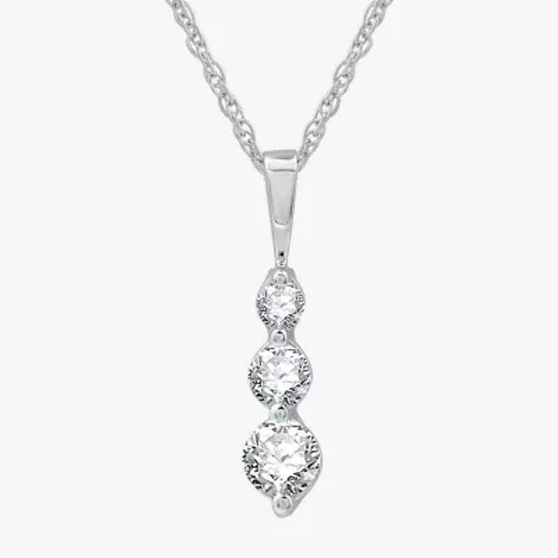Womens 1/ CT. T.W. Lab Grown White Diamond Sterling Silver 18 Inch Pendant Necklace