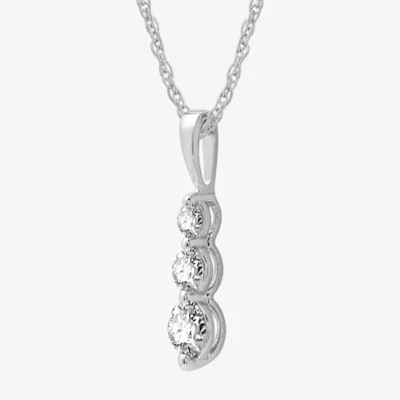 Womens 1/ CT. T.W. Lab Grown White Diamond Sterling Silver 18 Inch Pendant Necklace
