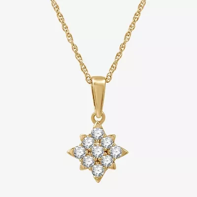 Womens 1/4 CT. T.W. Lab Grown White Diamond 14K Gold Over Silver Sterling Silver 18 Inch Pendant Necklace