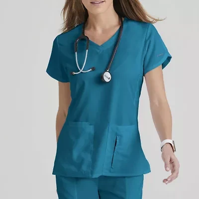 Grey's Anatomy™ by Barco Classic 41423 Cora 4-Pocket Womens Plus Tall V Neck Short Sleeve Tag Free Scrub Top