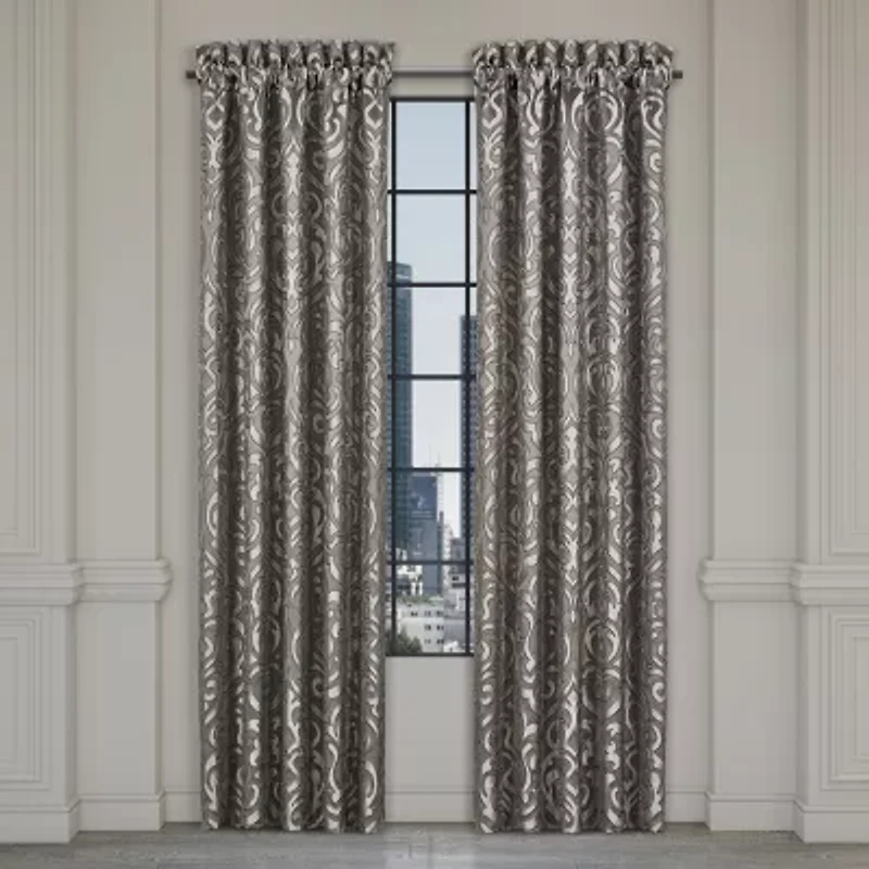 Queen Street Blythe Silver Rod Pocket Blackout Set of 2 Curtain Panel