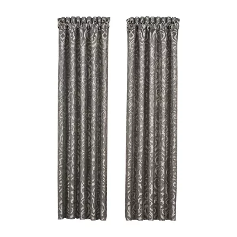 Queen Street Blythe Silver Rod Pocket Blackout Set of 2 Curtain Panel