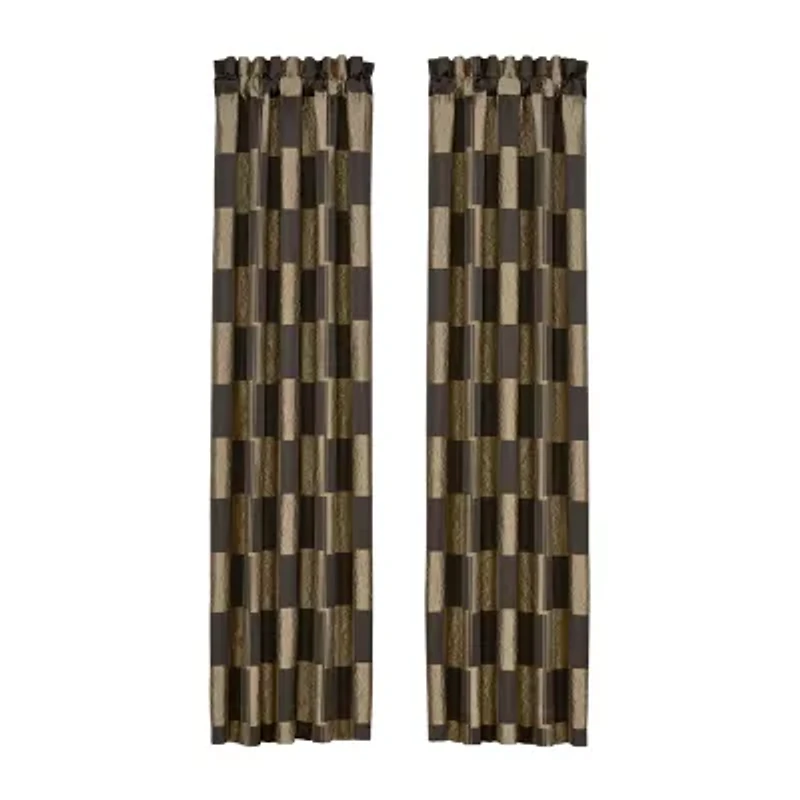Queen Street Benton Bronze Rod Pocket Blackout Set of 2 Curtain Panel