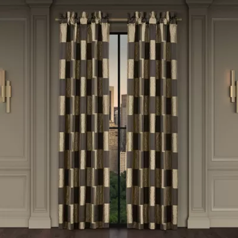 Queen Street Benton Bronze Rod Pocket Blackout Set of 2 Curtain Panel
