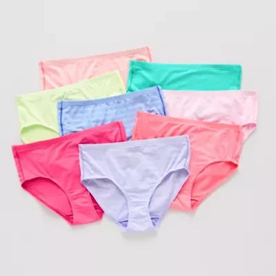 Hanes Pure Comfort Microfiber Little & Big Kid Girls 8 Pack Brief Panty Gupsyb