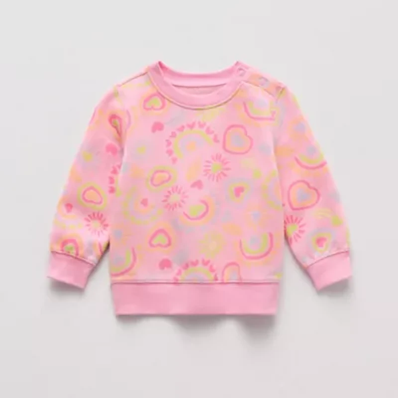 Okie Dokie Baby Girls Crew Neck Fleece Long Sleeve Sweatshirt