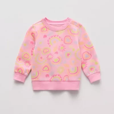 Okie Dokie Baby Girls Crew Neck Fleece Long Sleeve Sweatshirt