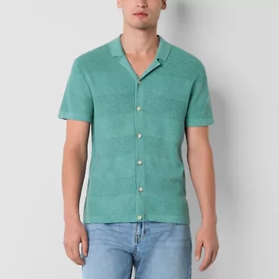 mutual weave Mens Short Sleeve Regular Fit Button-Down Shirt