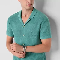 mutual weave Mens Short Sleeve Regular Fit Button-Down Shirt