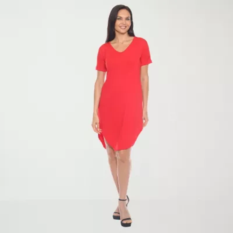 White Mark Womens Short Sleeve T-Shirt Dress