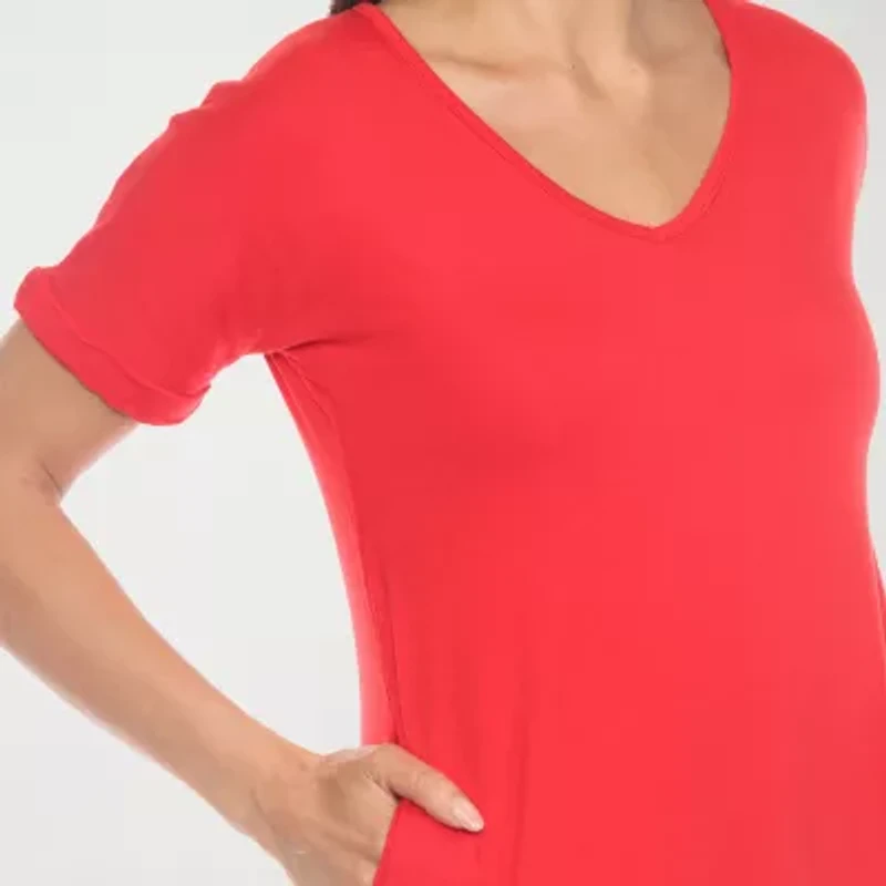 White Mark Womens Short Sleeve T-Shirt Dress