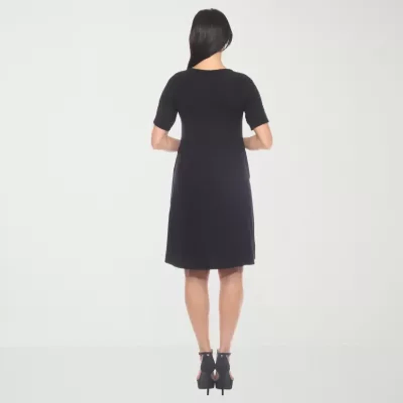 White Mark Womens Short Sleeve A-Line Dress