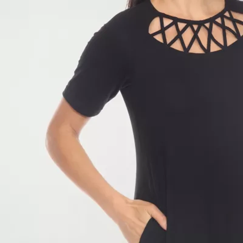 White Mark Womens Short Sleeve A-Line Dress