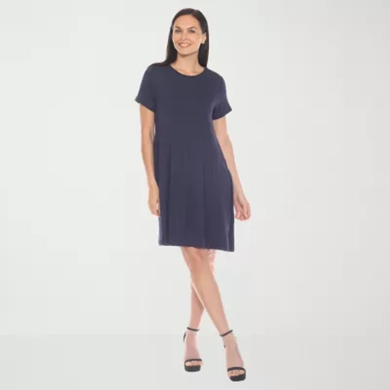 White Mark Womens Short Sleeve Swing Dresses
