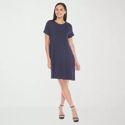 White Mark Womens Short Sleeve Swing Dresses