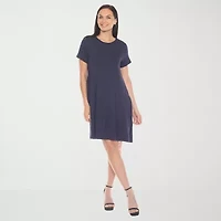 White Mark Womens Short Sleeve Swing Dresses