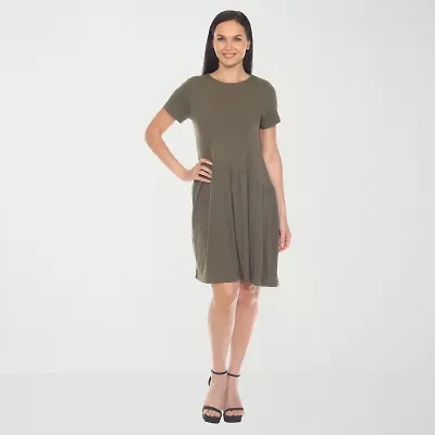 White Mark Womens Short Sleeve Swing Dresses