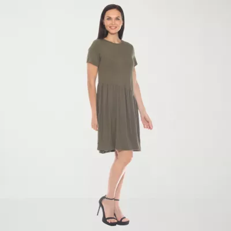 White Mark Womens Short Sleeve Swing Dresses