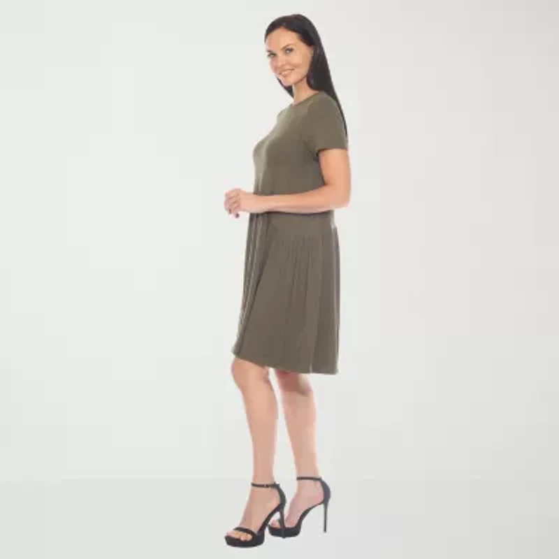 White Mark Womens Short Sleeve Swing Dresses