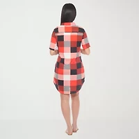 White Mark Womens Short Sleeve Plaid Shirt Dress