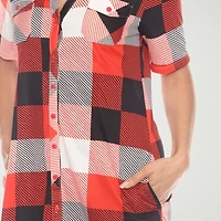 White Mark Womens Short Sleeve Plaid Shirt Dress