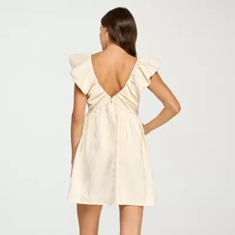 Trixxi Womens Short Sleeve Babydoll Dress Juniors