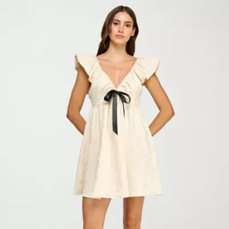 Trixxi Womens Short Sleeve Babydoll Dress Juniors