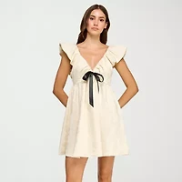 Trixxi Womens Short Sleeve Babydoll Dress Juniors
