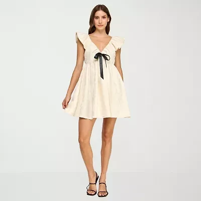 Trixxi Womens Short Sleeve Babydoll Dress Juniors