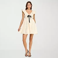 Trixxi Womens Short Sleeve Babydoll Dress Juniors