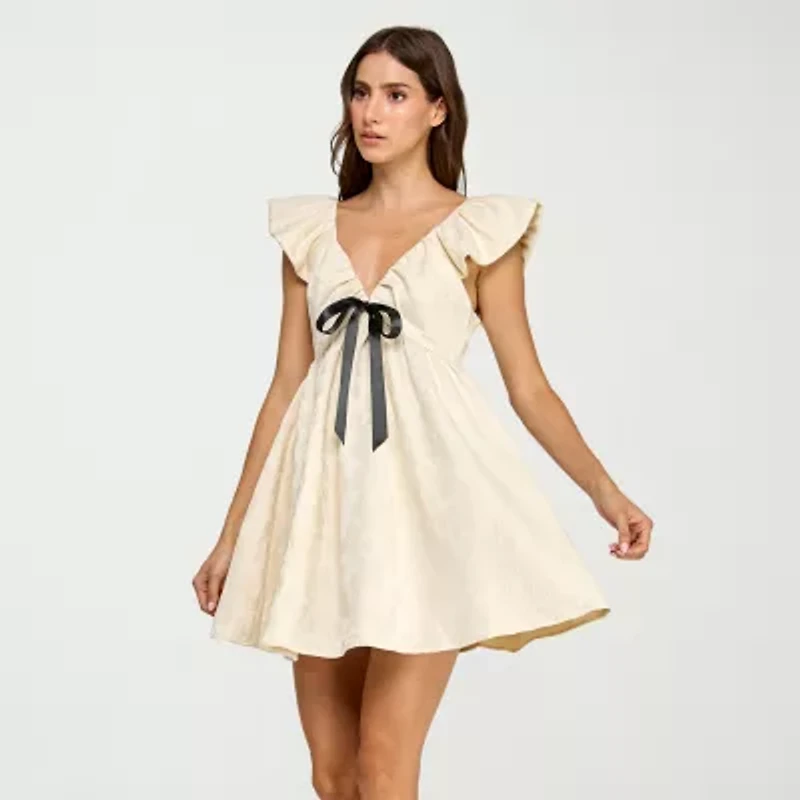 Trixxi Womens Short Sleeve Babydoll Dress Juniors