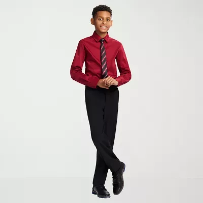 Van Heusen Little & Big Kid Boys Long Sleeve Point Collar Shirt + Tie Set