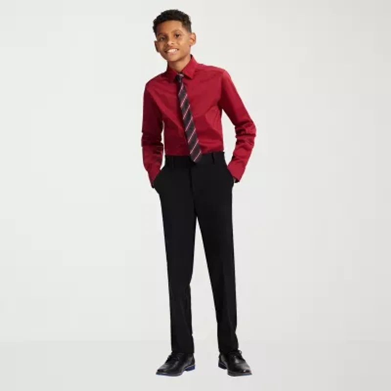 Van Heusen Little & Big Kid Boys Long Sleeve Point Collar Shirt + Tie Set