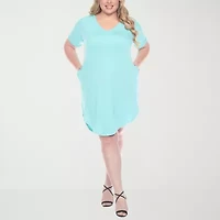 White Mark Womens Plus Short Sleeve T-Shirt Dress