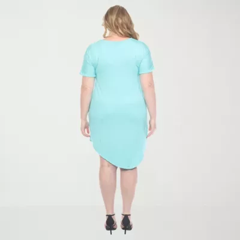 White Mark Womens Plus Short Sleeve T-Shirt Dress