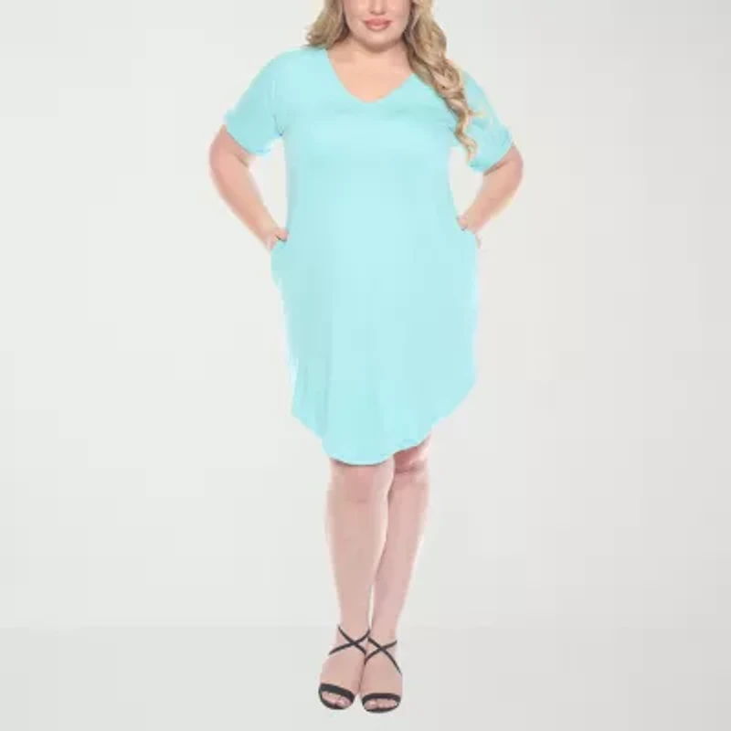 White Mark Womens Plus Short Sleeve T-Shirt Dress