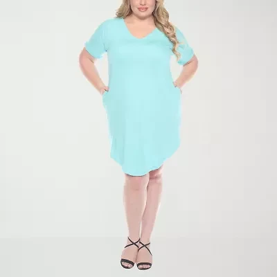 White Mark Womens Plus Short Sleeve T-Shirt Dress