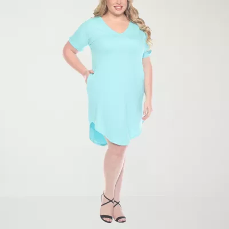 White Mark Womens Plus Short Sleeve T-Shirt Dress