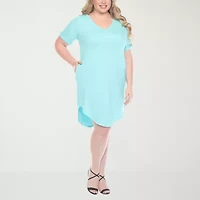 White Mark Womens Plus Short Sleeve T-Shirt Dress