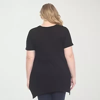 White Mark Womens V Neck Short Sleeve Tunic Top