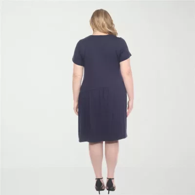 White Mark Womens Plus Short Sleeve Swing Dresses