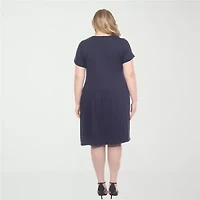 White Mark Womens Plus Short Sleeve Swing Dresses