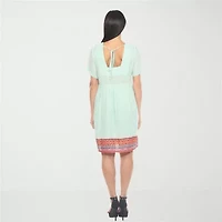 White Mark Womens V Neck Short Sleeve Tunic Top