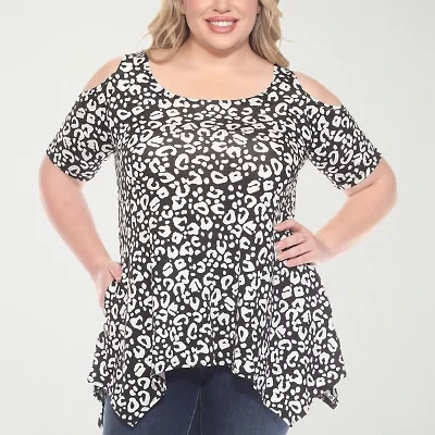 White Mark Womens Scoop Neck Short Sleeve Tunic Top