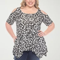 White Mark Womens Scoop Neck Short Sleeve Tunic Top