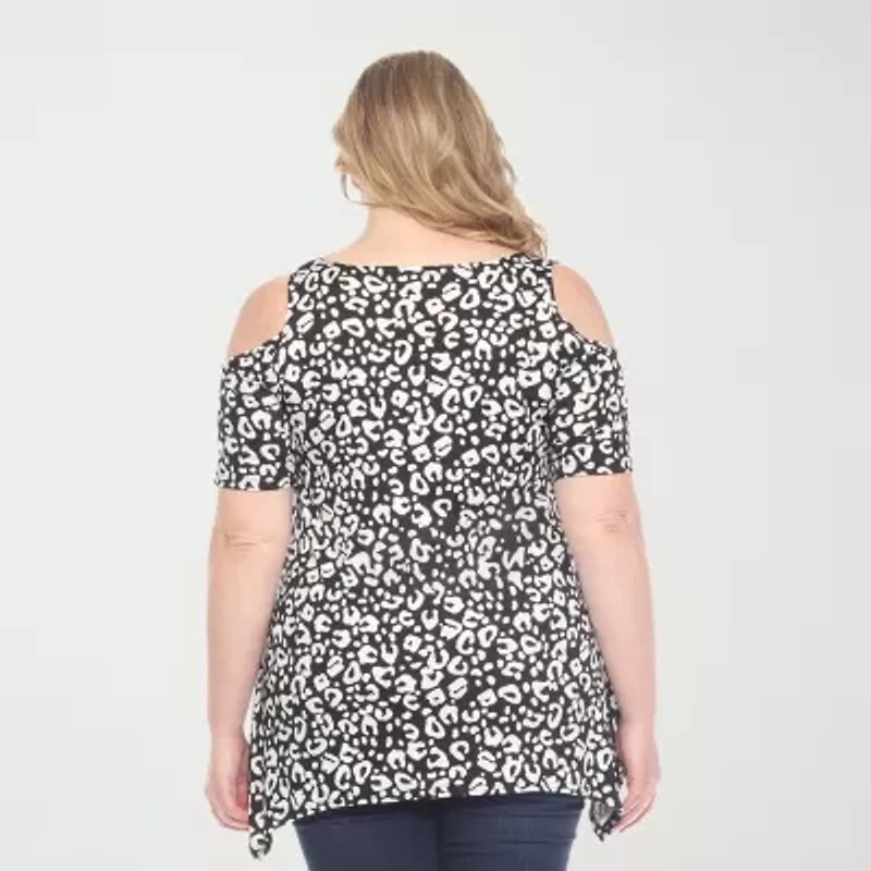 White Mark Womens Scoop Neck Short Sleeve Tunic Top