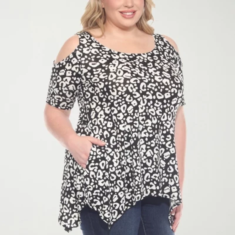 White Mark Womens Scoop Neck Short Sleeve Tunic Top