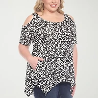 White Mark Womens Scoop Neck Short Sleeve Tunic Top