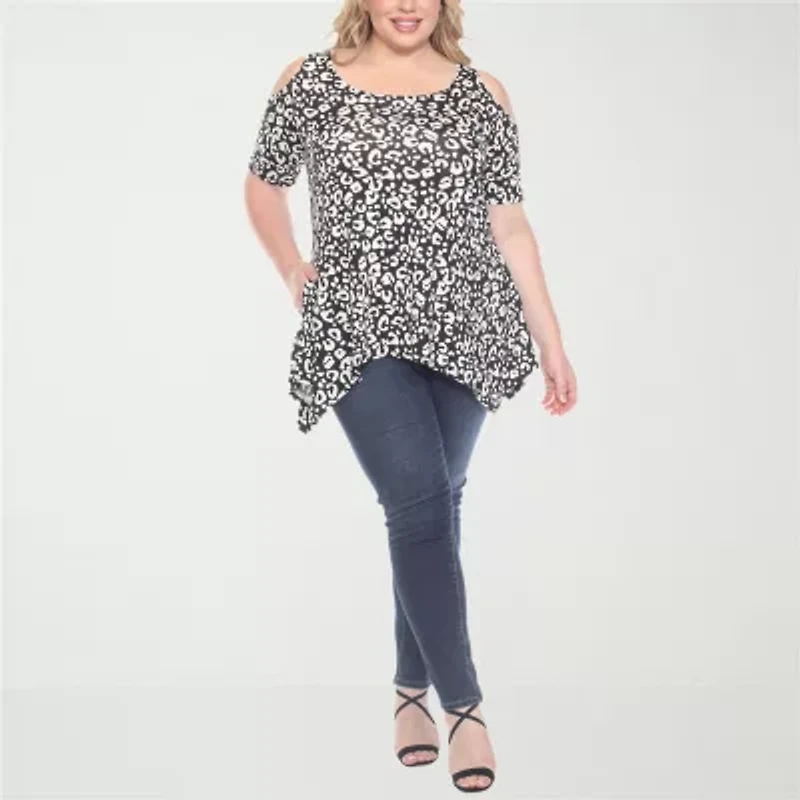 White Mark Womens Scoop Neck Short Sleeve Tunic Top